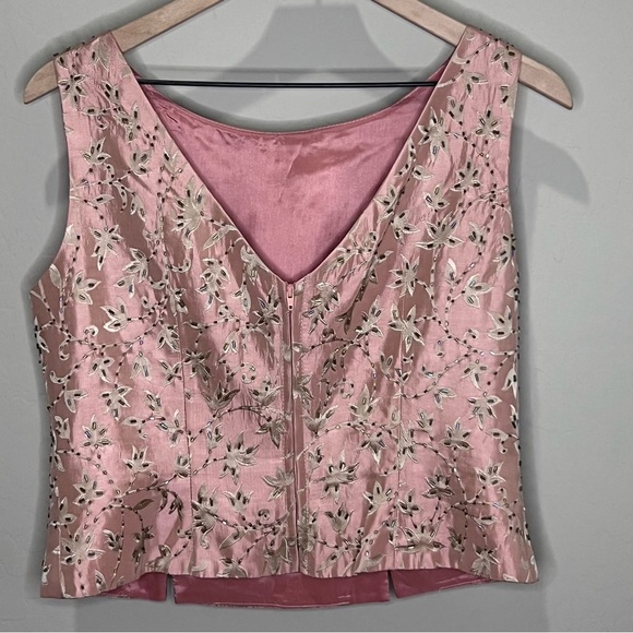 Vintage Dress Pink Sleeveless Formal D Floral Embroidery Beaded Homecoming Hoco - Picture 3 of 16